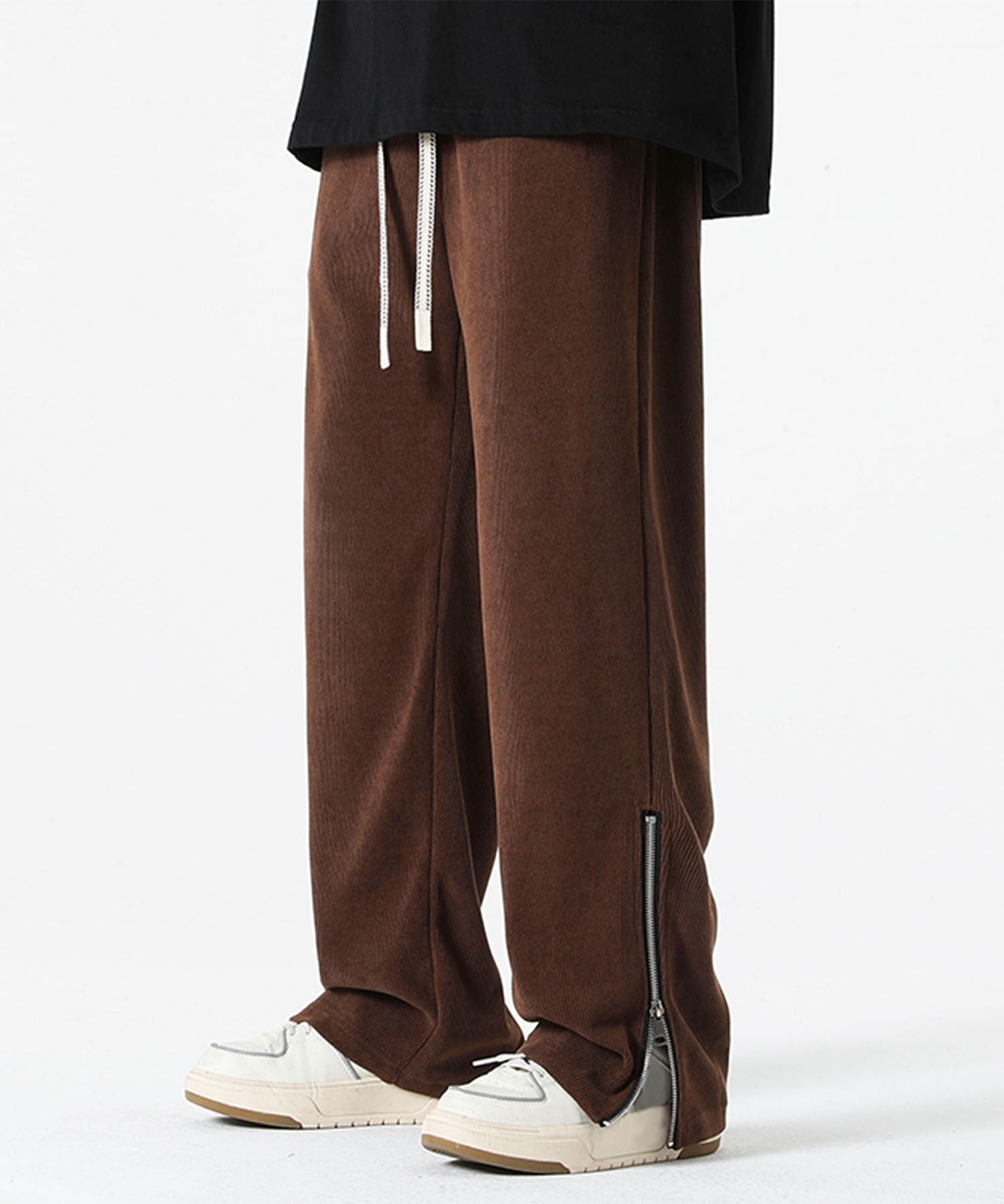 アイモハ aimoha aimoha MEN/裾ファスナー付き コーデュロイライクパンツ/Corduroy-style pants with zippered cuffs （ブラウン） ブラウン