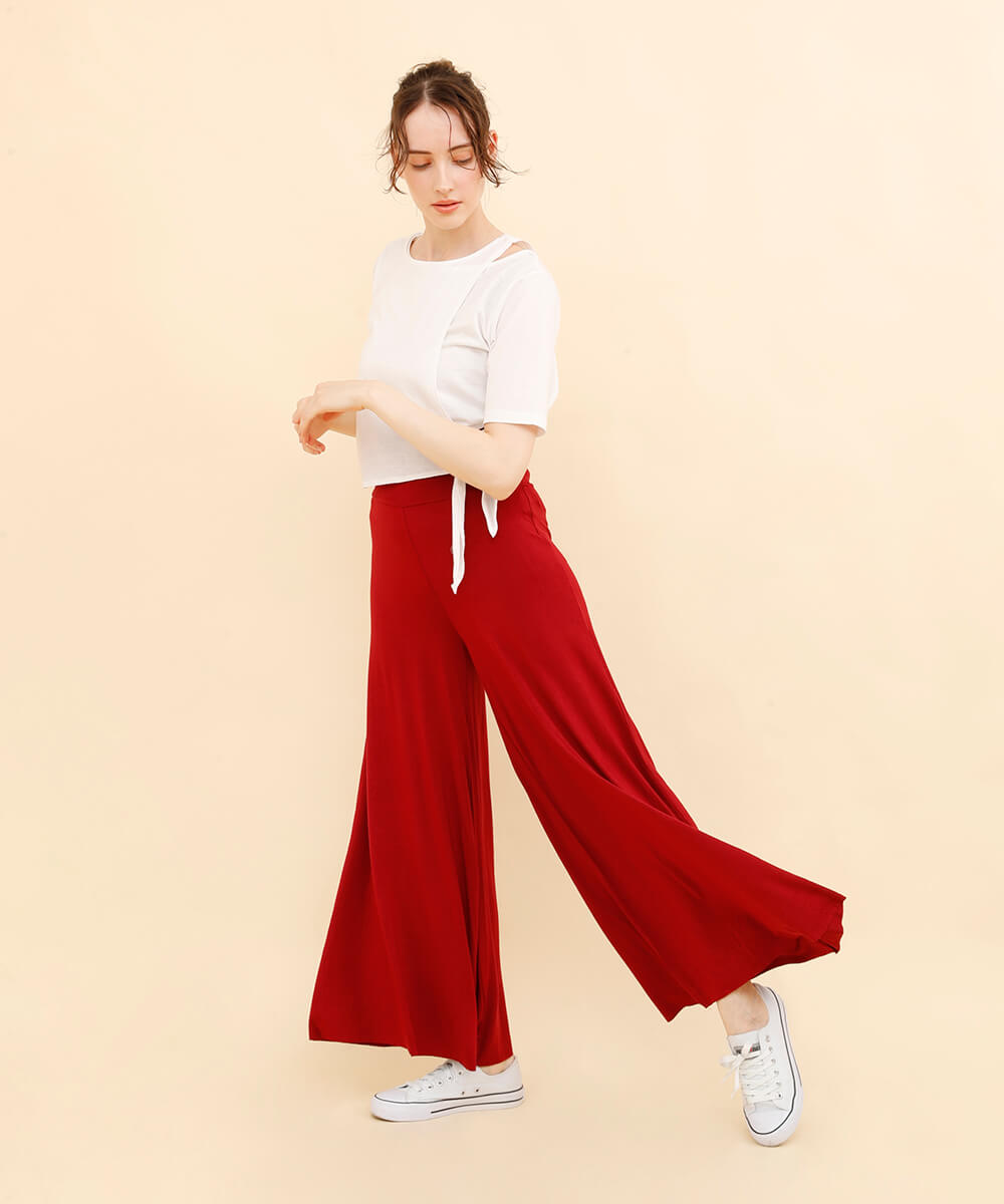 Aimoha High Waist Stretch Cotton Flare Pants Pants Gaucho Pants Flare Flare Pants Wide Wide Pants Stretch Relax Pants Relax
