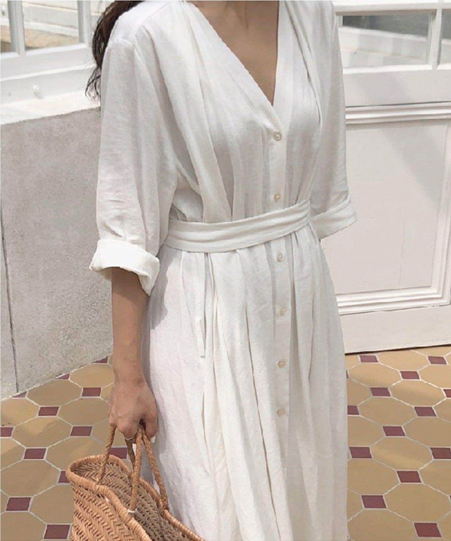 Aimoha Easy-to-wear Cotton-Linen Long Dress