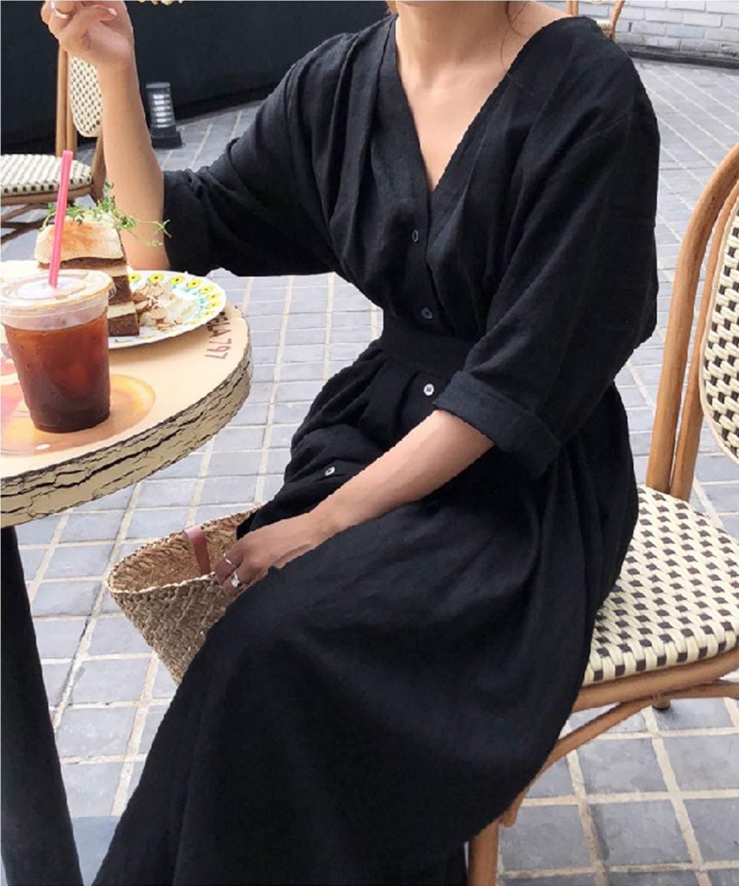 Aimoha Easy-to-wear Cotton-Linen Long Dress