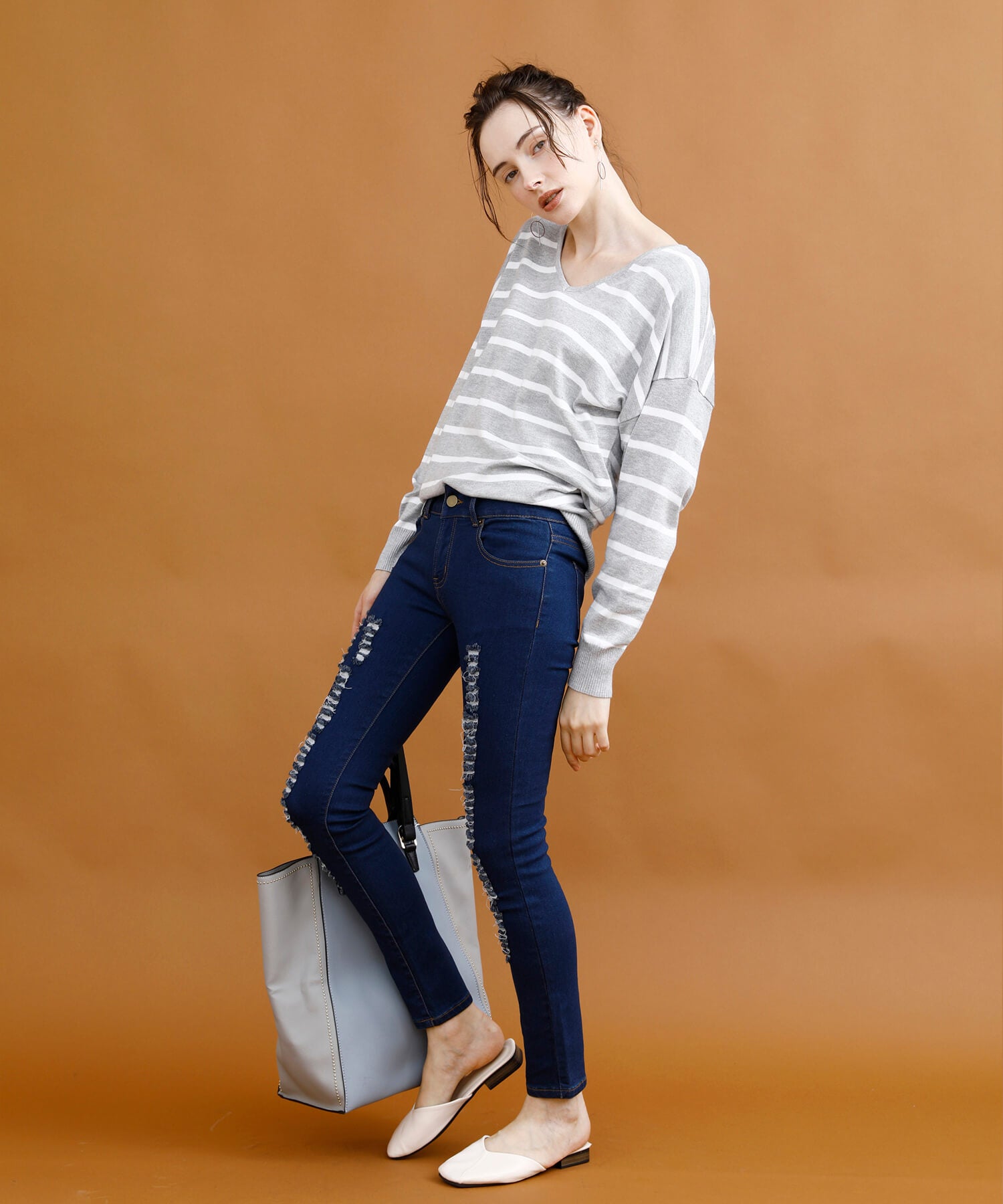 アイモハ aimoha クラッシュストレッチデニム （INDIGO） INDIGO