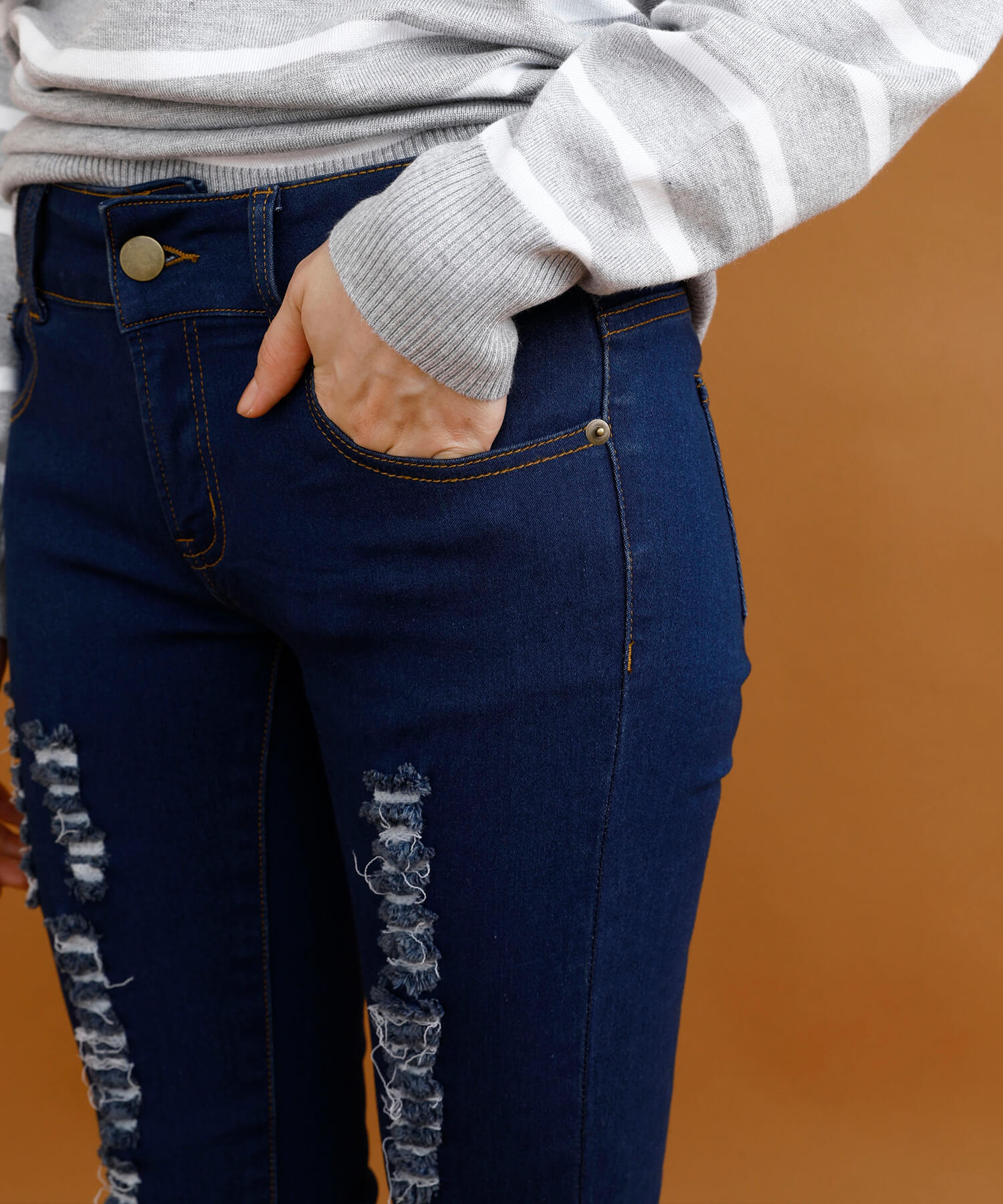 アイモハ aimoha クラッシュストレッチデニム （INDIGO） INDIGO