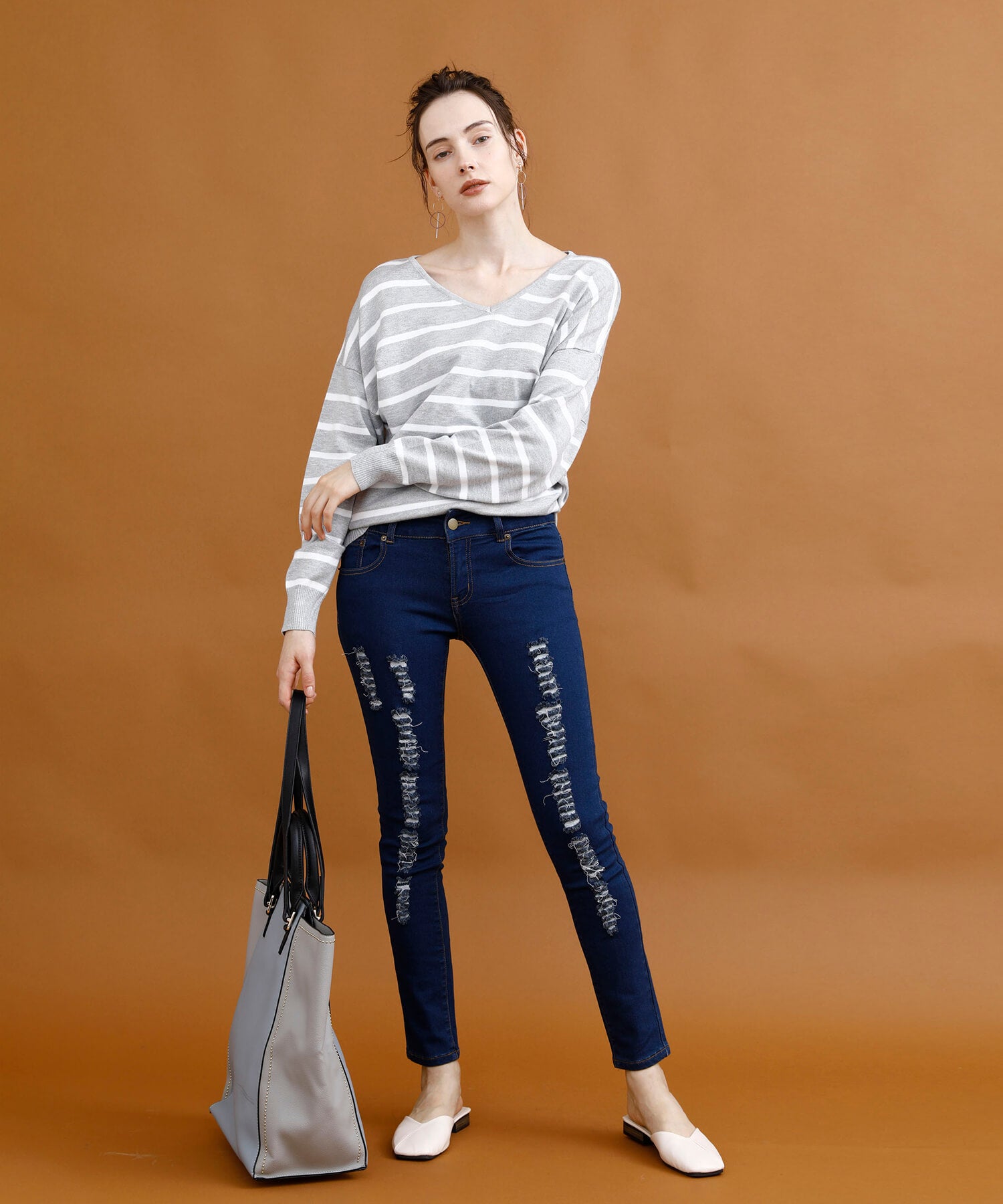 アイモハ aimoha クラッシュストレッチデニム （INDIGO） INDIGO