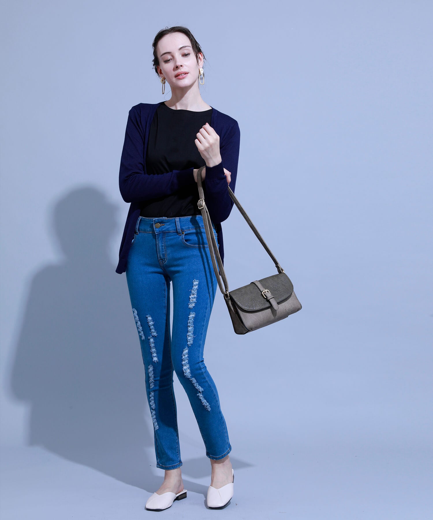 アイモハ aimoha クラッシュストレッチデニム （INDIGO） INDIGO