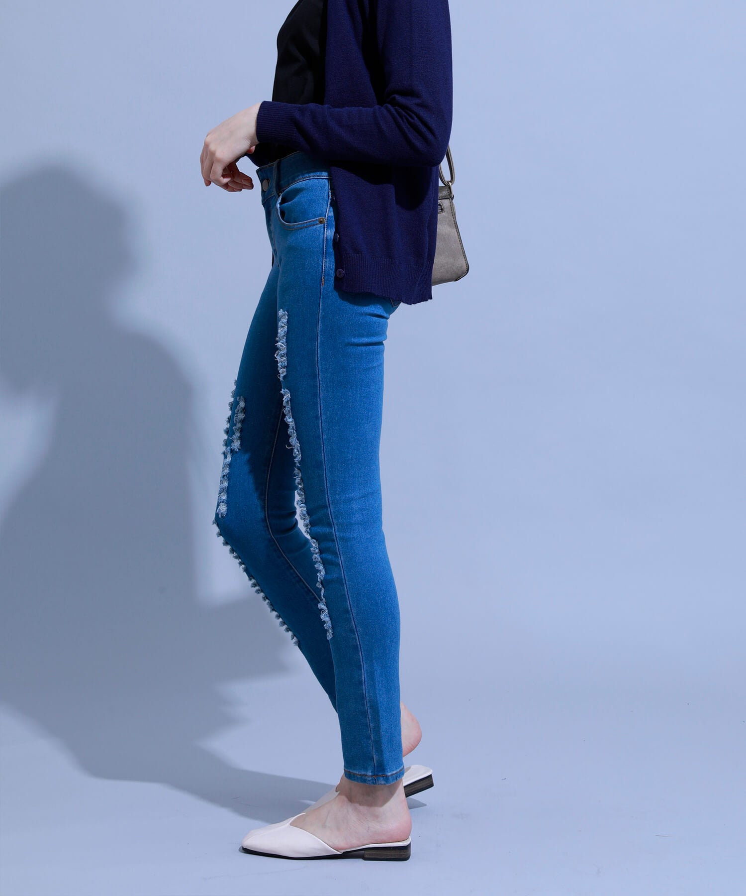 アイモハ aimoha クラッシュストレッチデニム （BLUE） BLUE