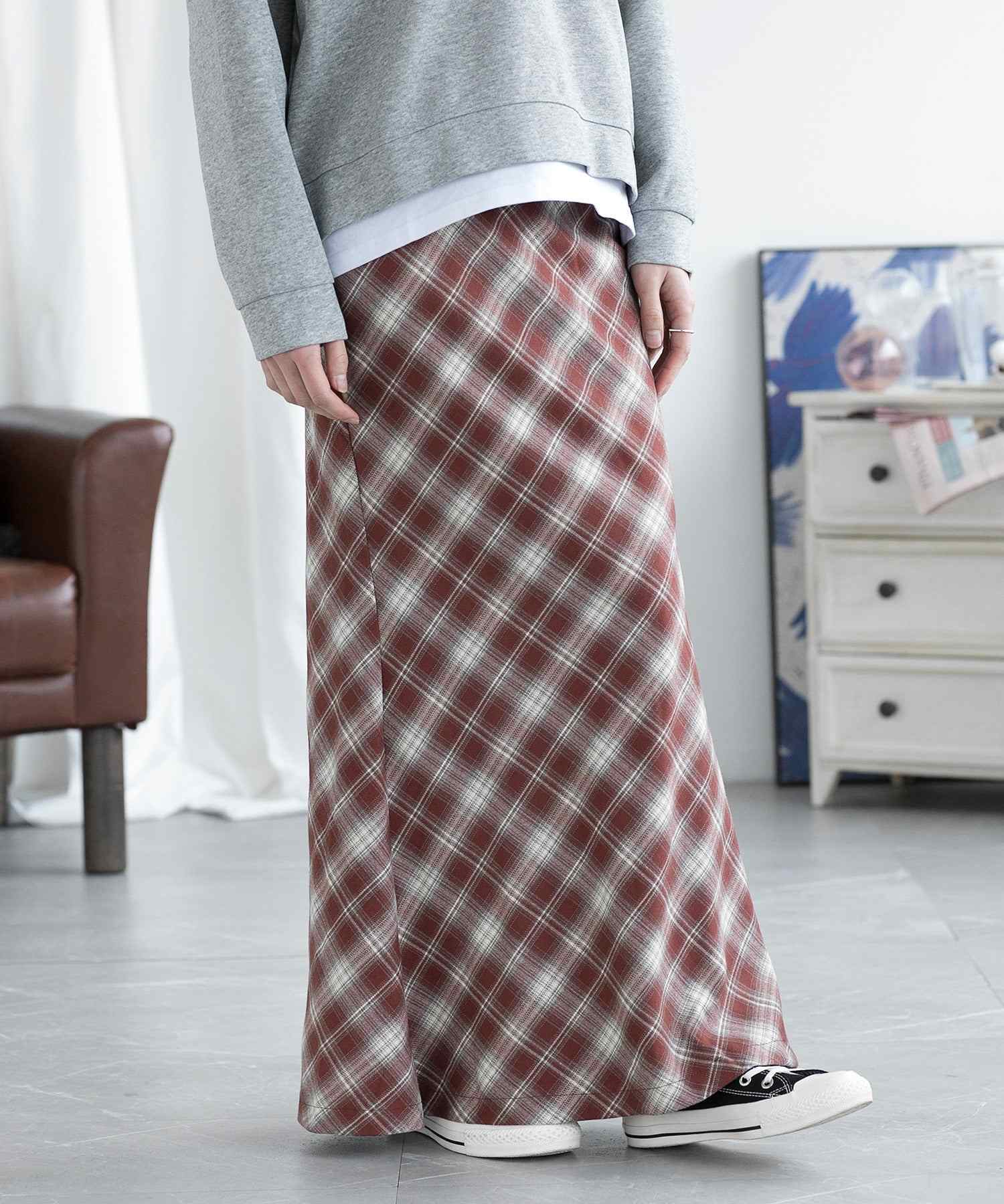 aimoha check pattern mermaid skirt