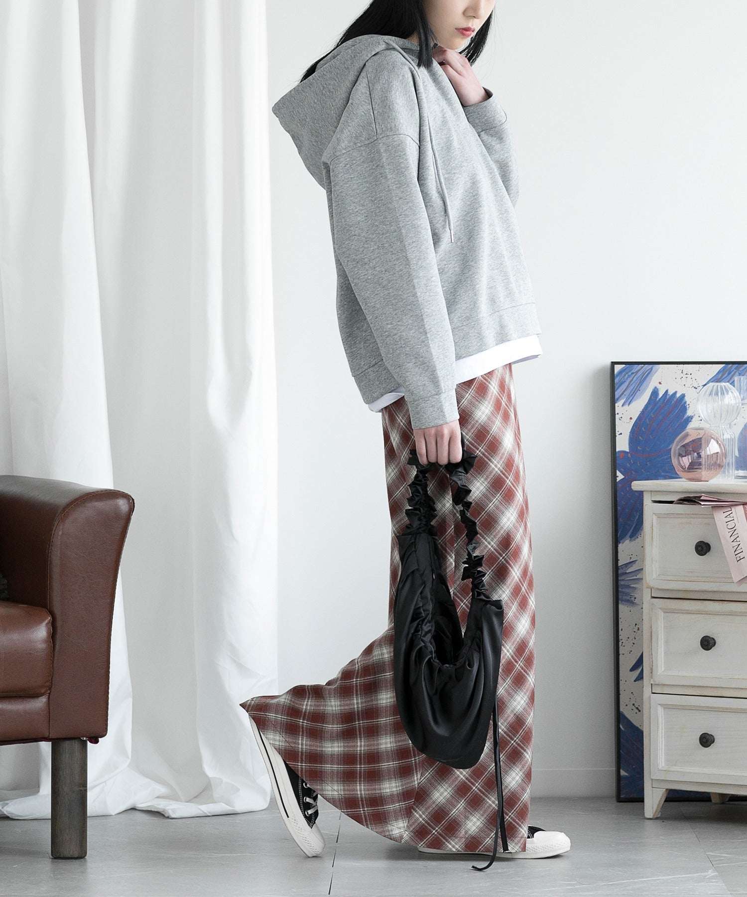 aimoha check pattern mermaid skirt