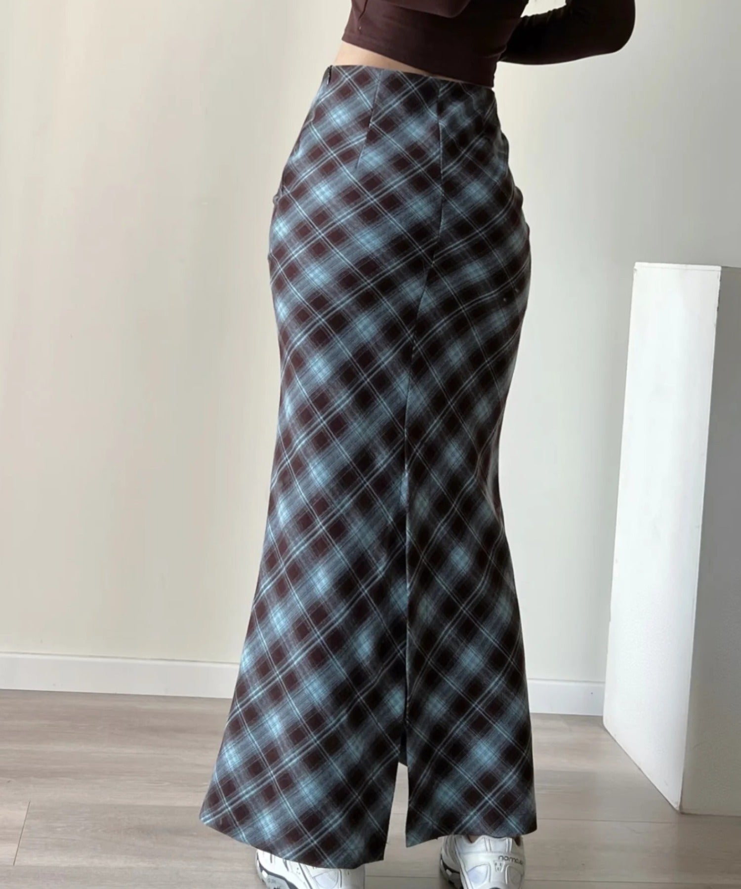 aimoha check pattern mermaid skirt