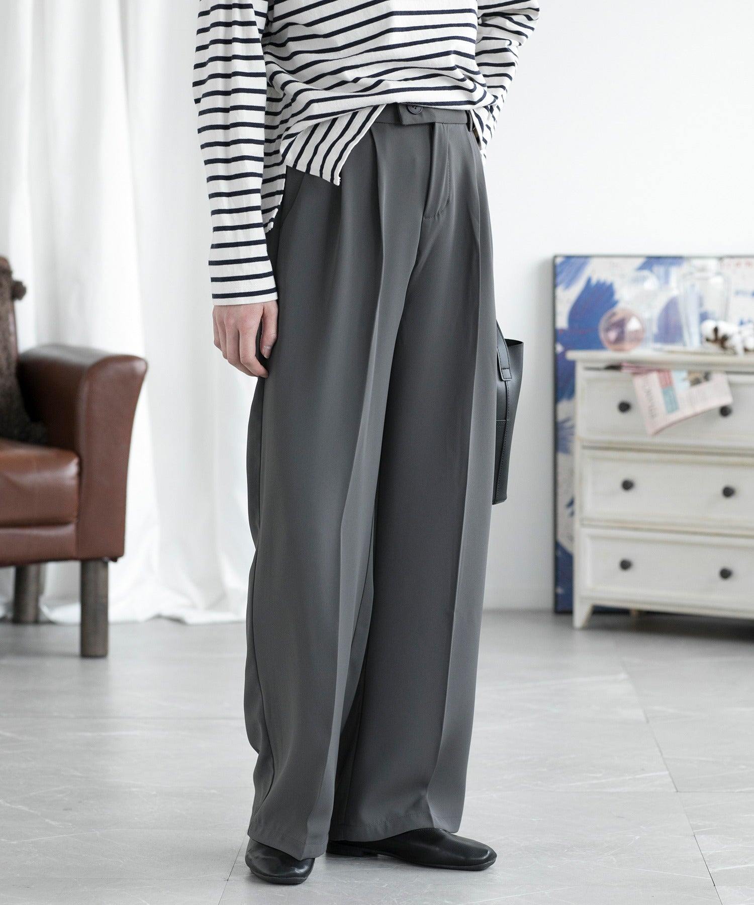 アイモハ aimoha ハイウエストタックワイドパンツ