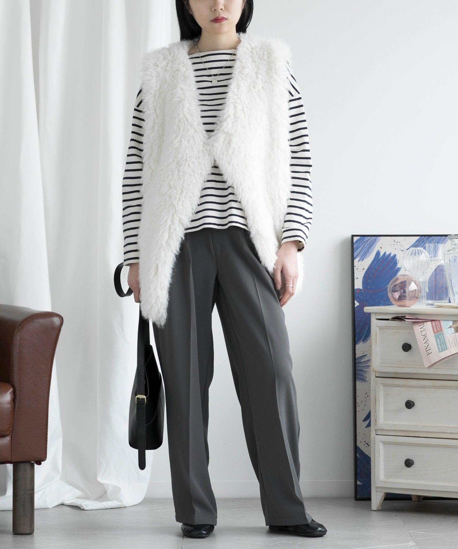 アイモハ aimoha ハイウエストタックワイドパンツ