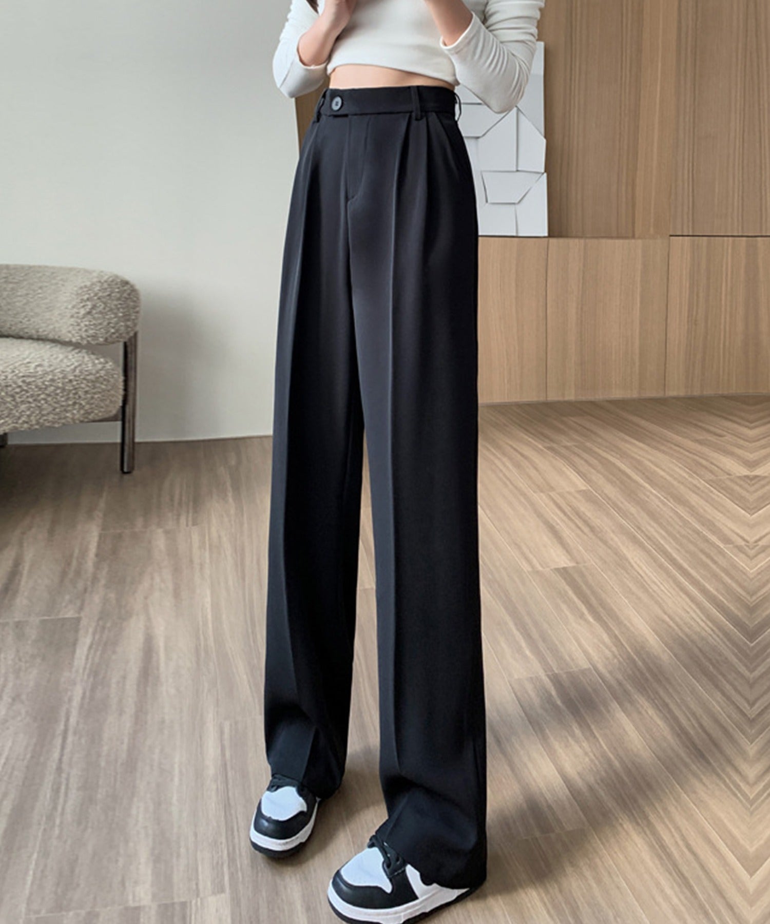 アイモハ aimoha ハイウエストタックワイドパンツ