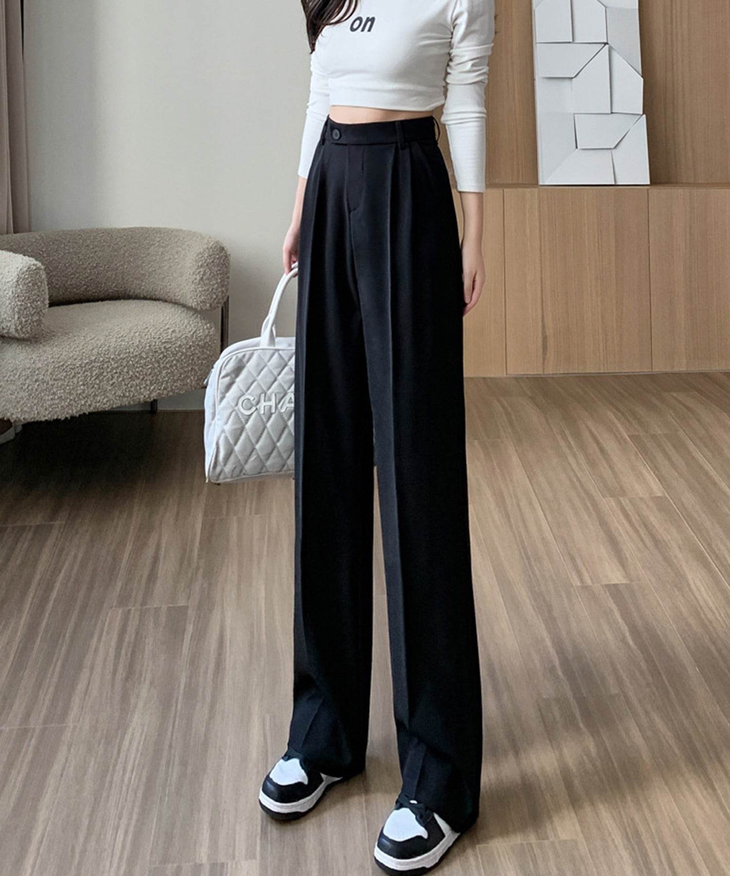 アイモハ aimoha ハイウエストタックワイドパンツ