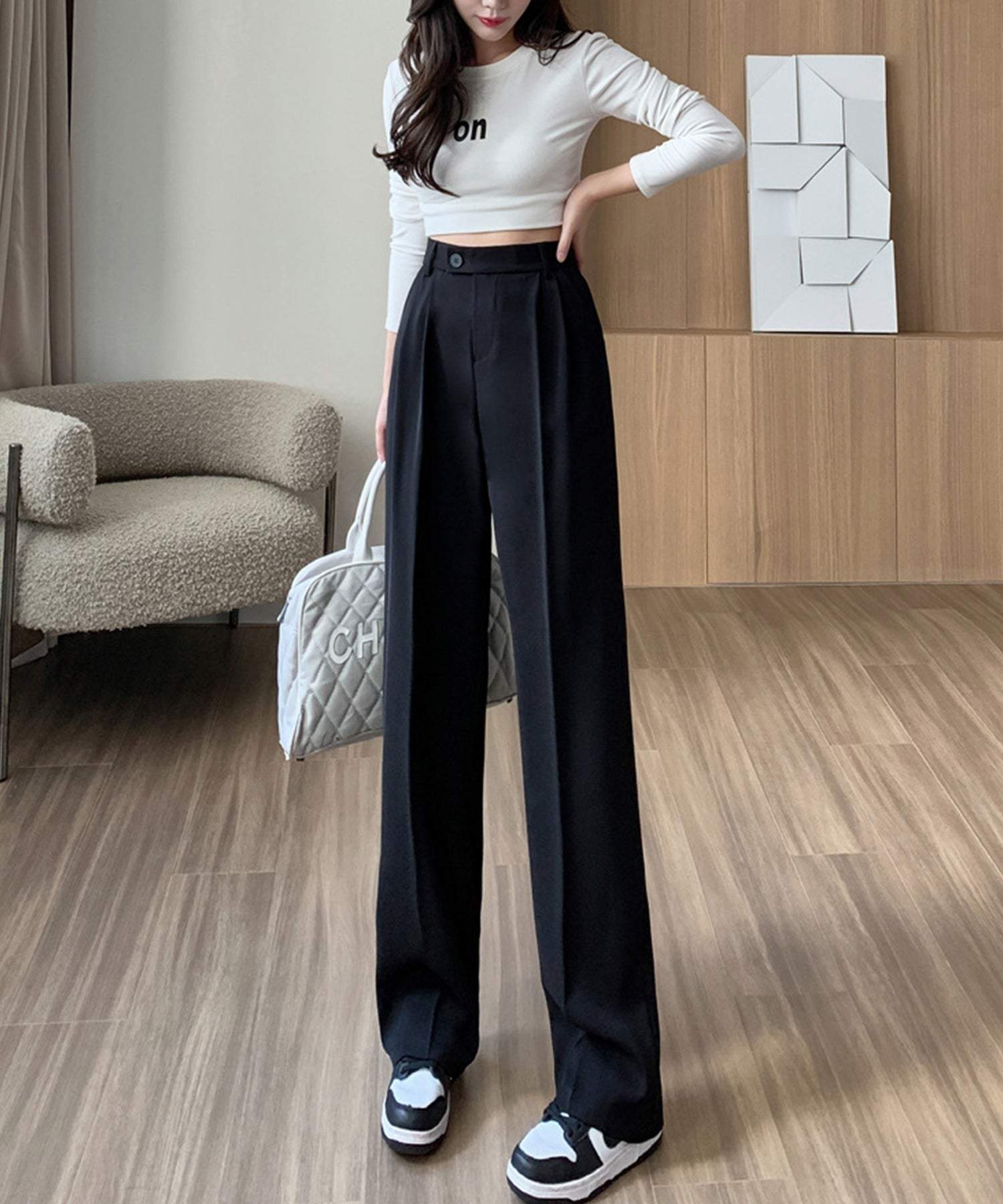 アイモハ aimoha ハイウエストタックワイドパンツ