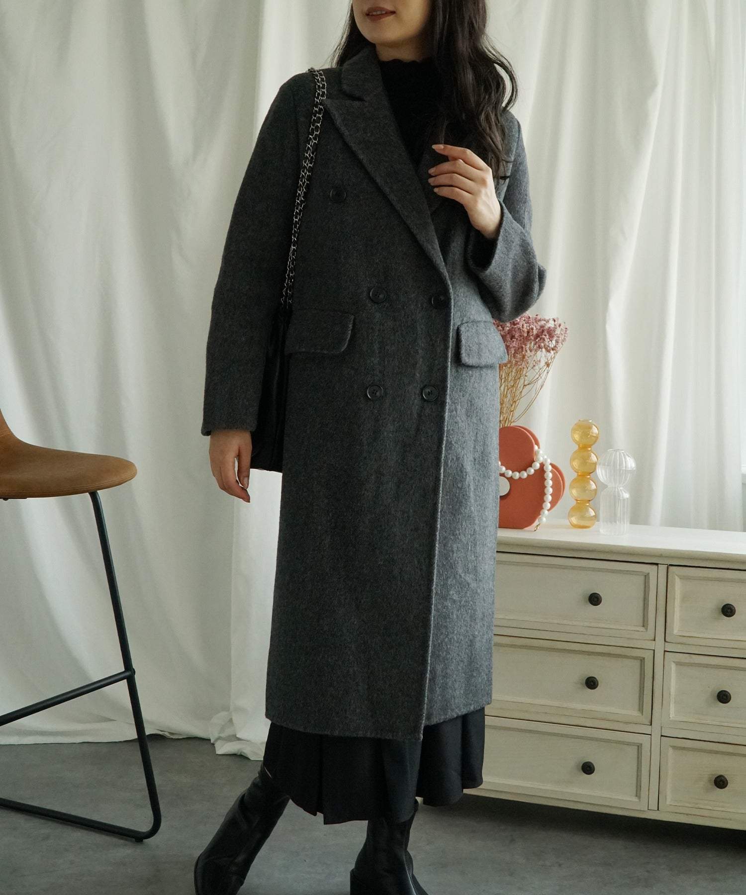 Aimoha aimoha -select-/ Wool Long Coat + Vest 2-Piece Set