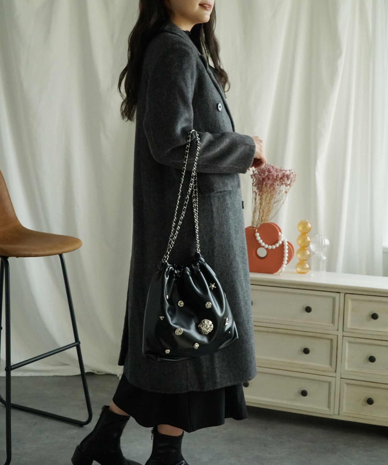 Aimoha aimoha -select-/ Wool Long Coat + Vest 2-Piece Set