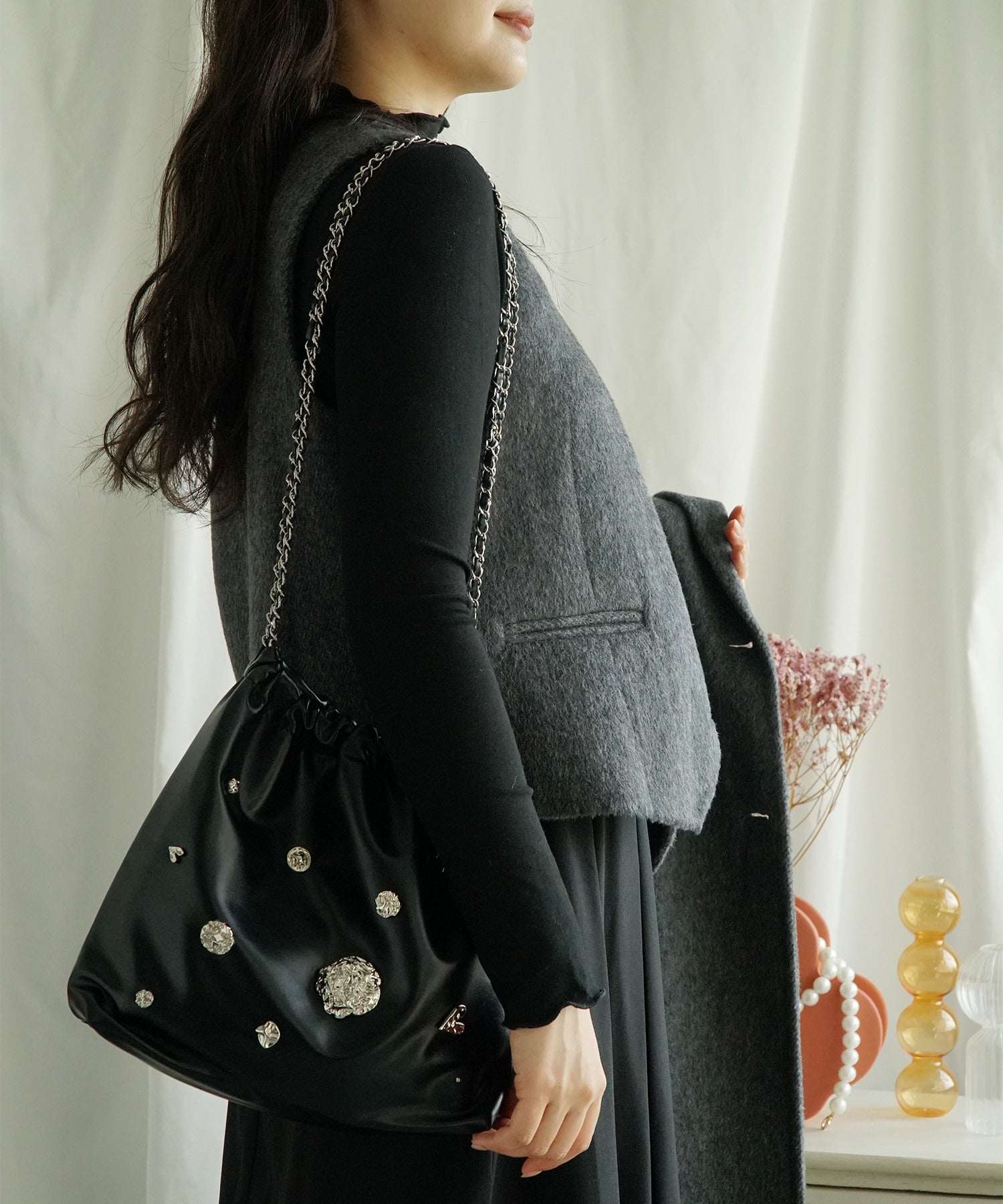 Aimoha aimoha -select-/ Wool Long Coat + Vest 2-Piece Set