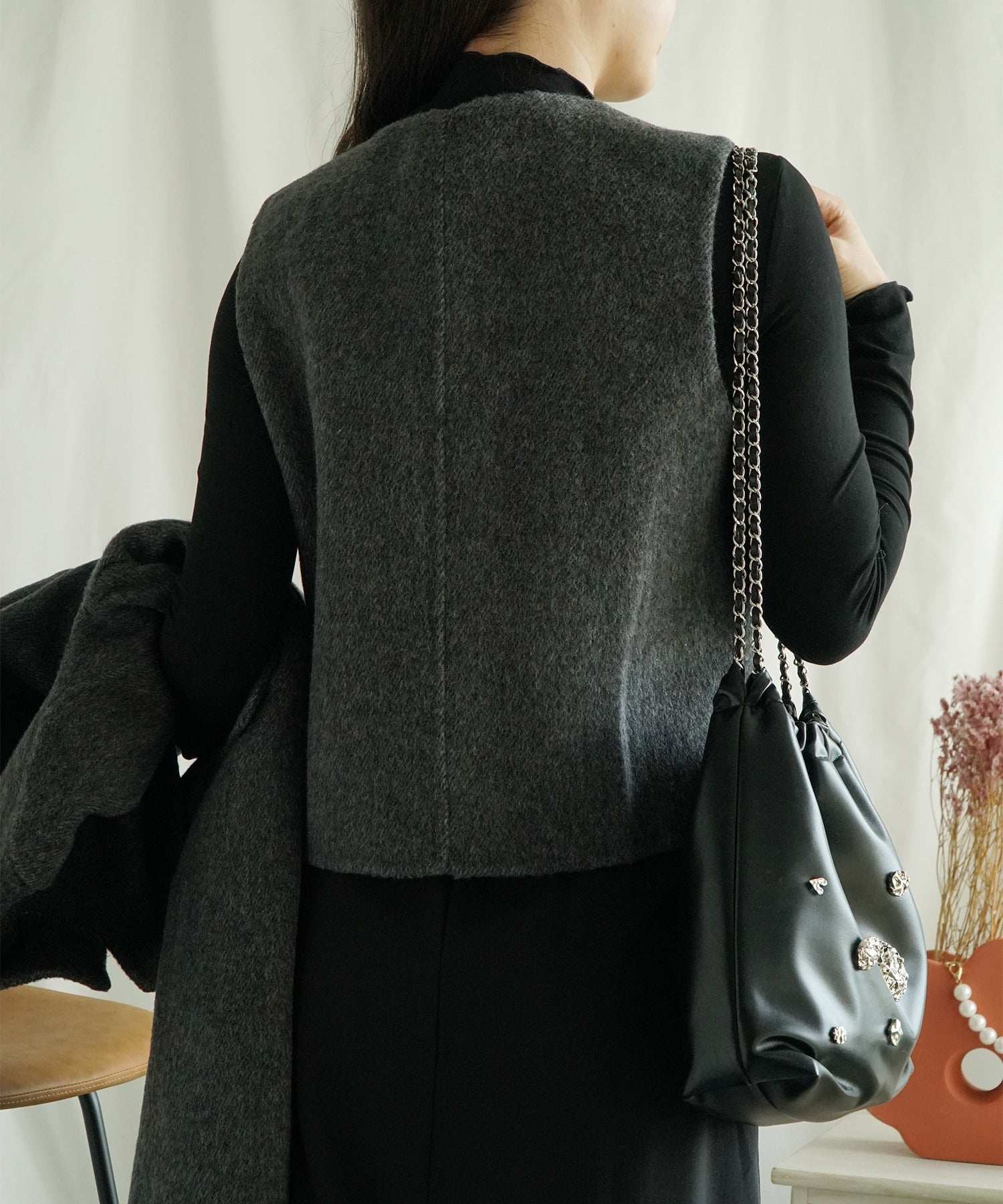 Aimoha aimoha -select-/ Wool Long Coat + Vest 2-Piece Set