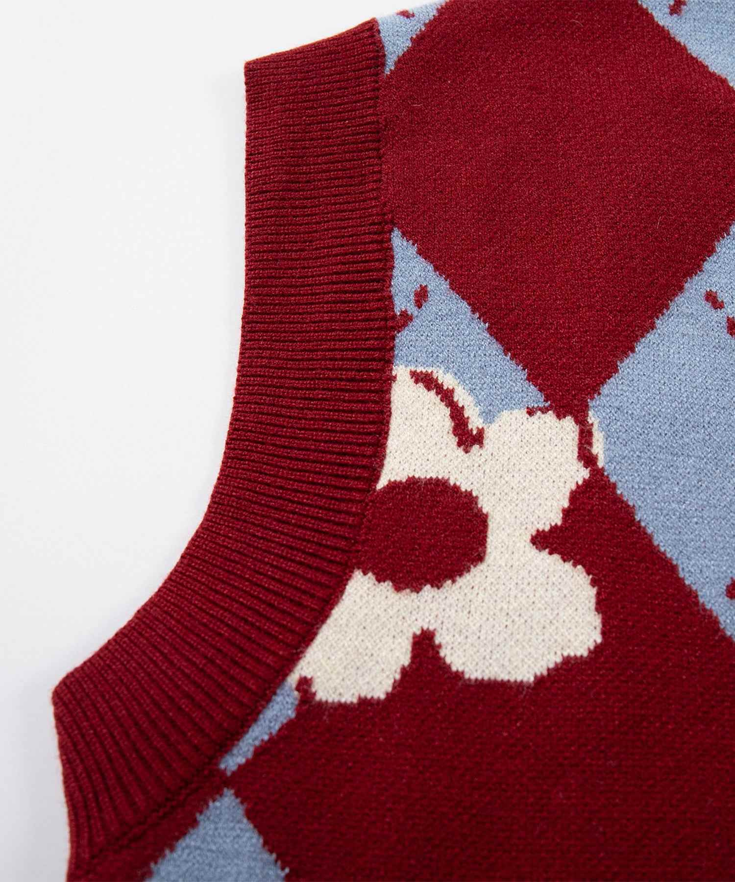 アイモハ aimoha HOOK -original- 花與阿爾蓋爾圖案瘋狂針織背心