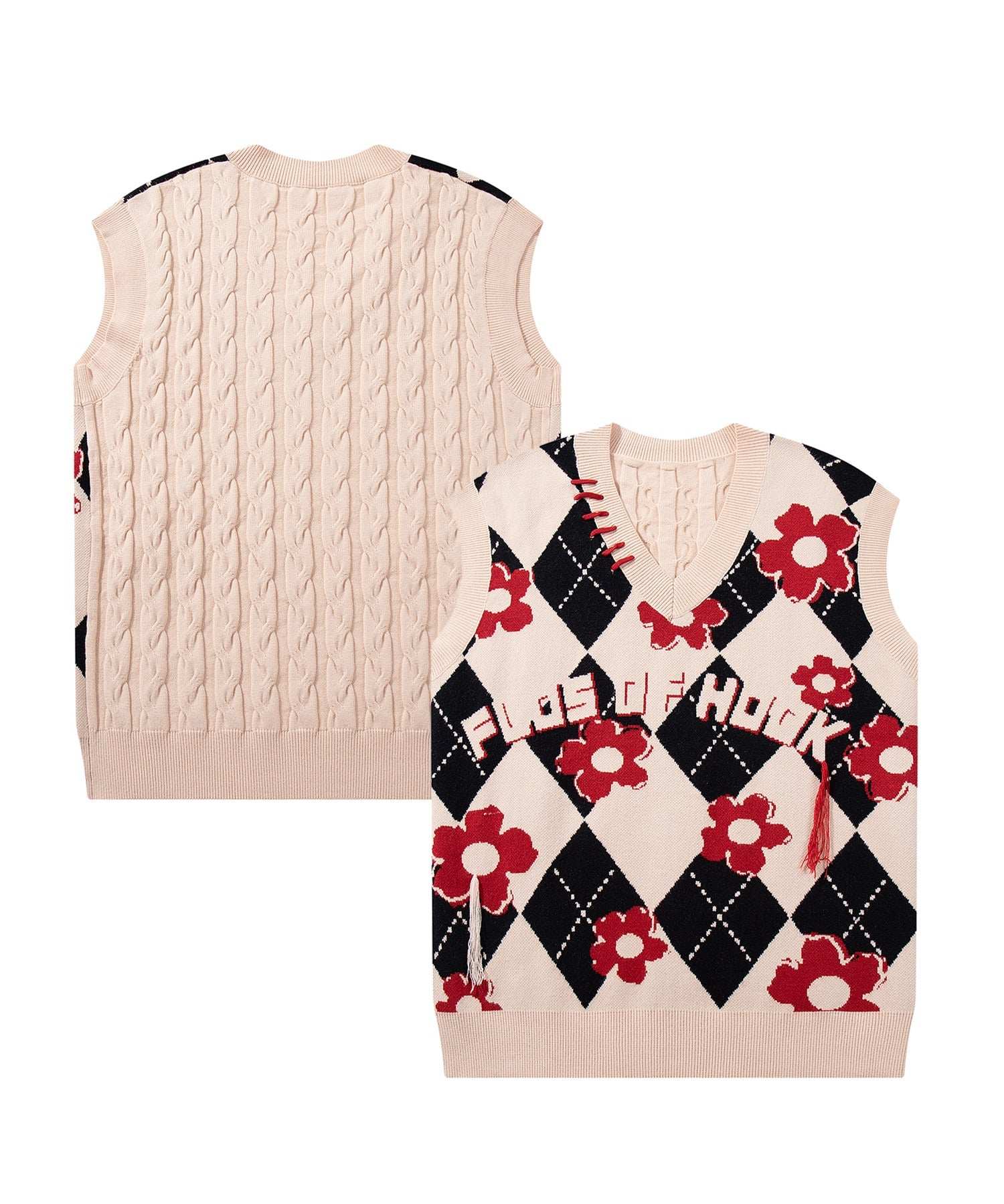 アイモハ aimoha HOOK -original- 花與阿爾蓋爾圖案瘋狂針織背心