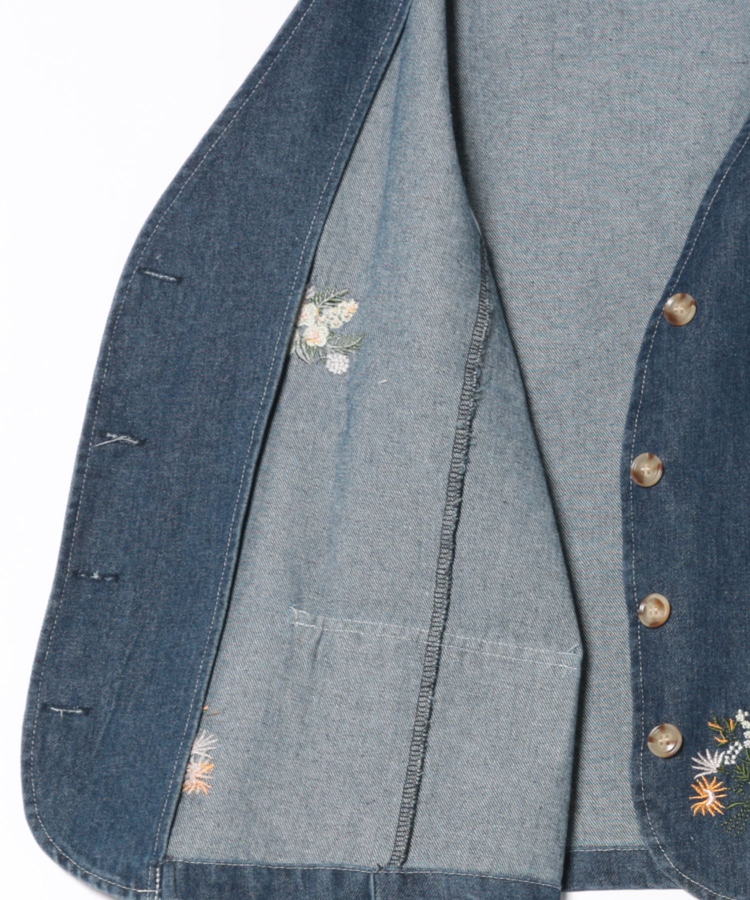 アイモハ aimoha 刺繍デニムベスト （ネイビー） ネイビー