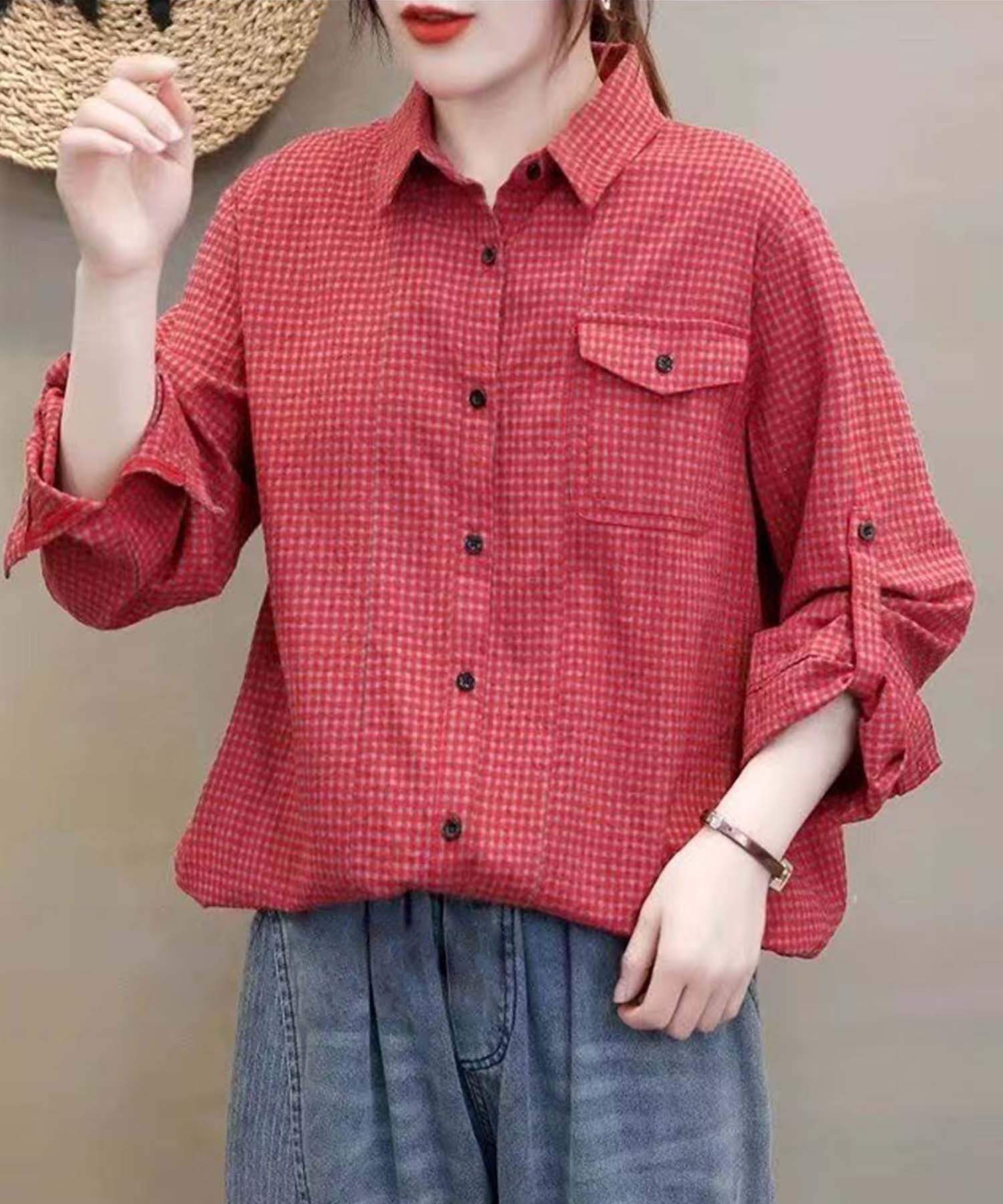 aimoha check pattern drawstring shirt