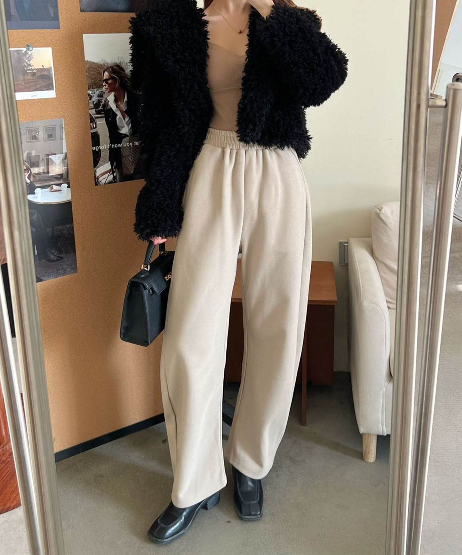 アイモハ aimoha ウエストゴムワイドパンツ （ベージュ） ベージュ