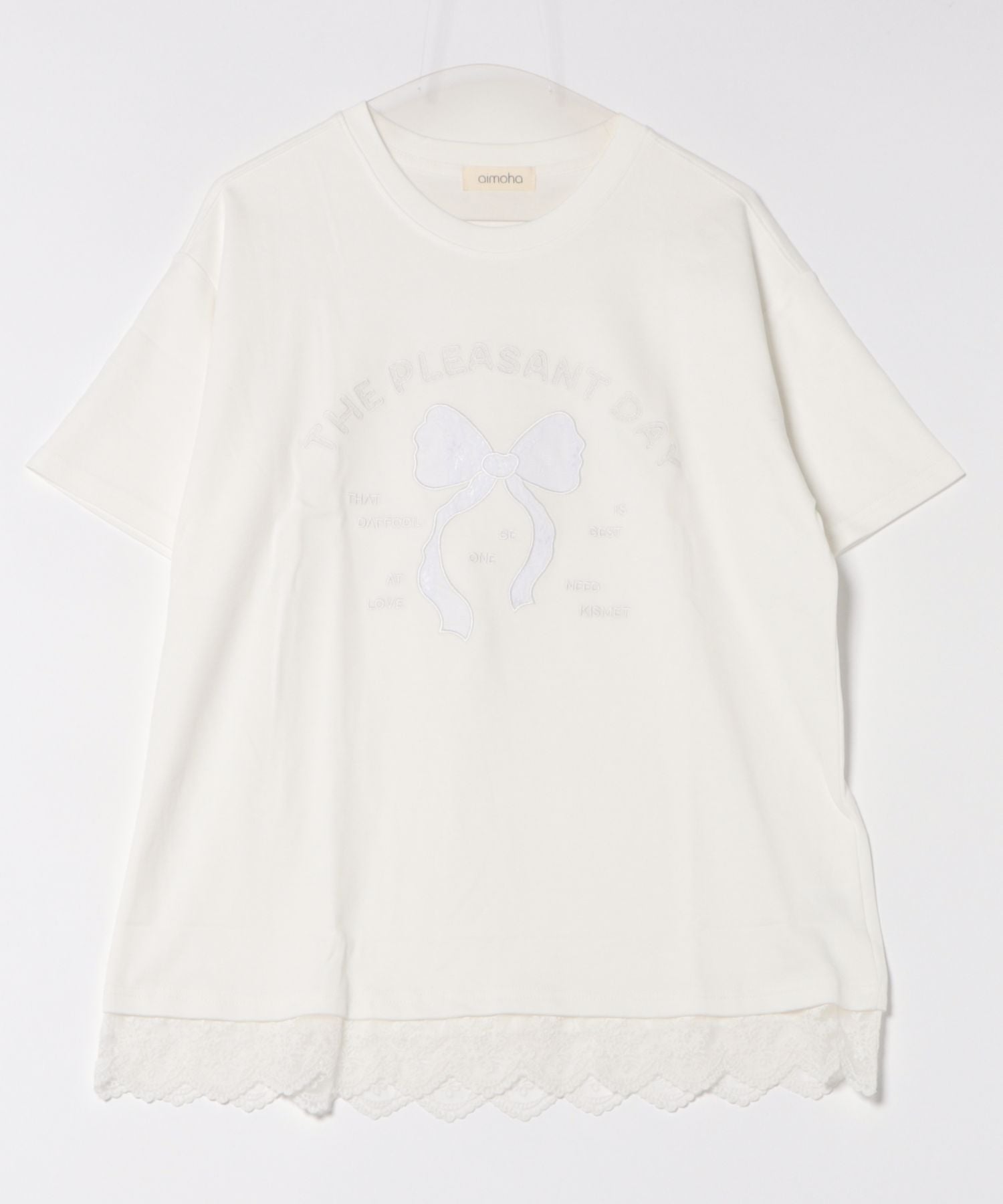 アイモハ aimoha aimoha -select-/リボンモチーフプリントTシャツ （ホワイト） ホワイト