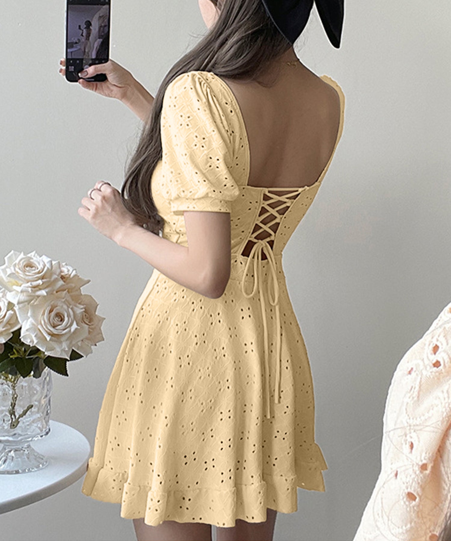 アイモハ aimoha BORA AURA 2WAYフリルワンピース体型カバーワンピース水着 【返品不可商品】 （イエロー） イエロー