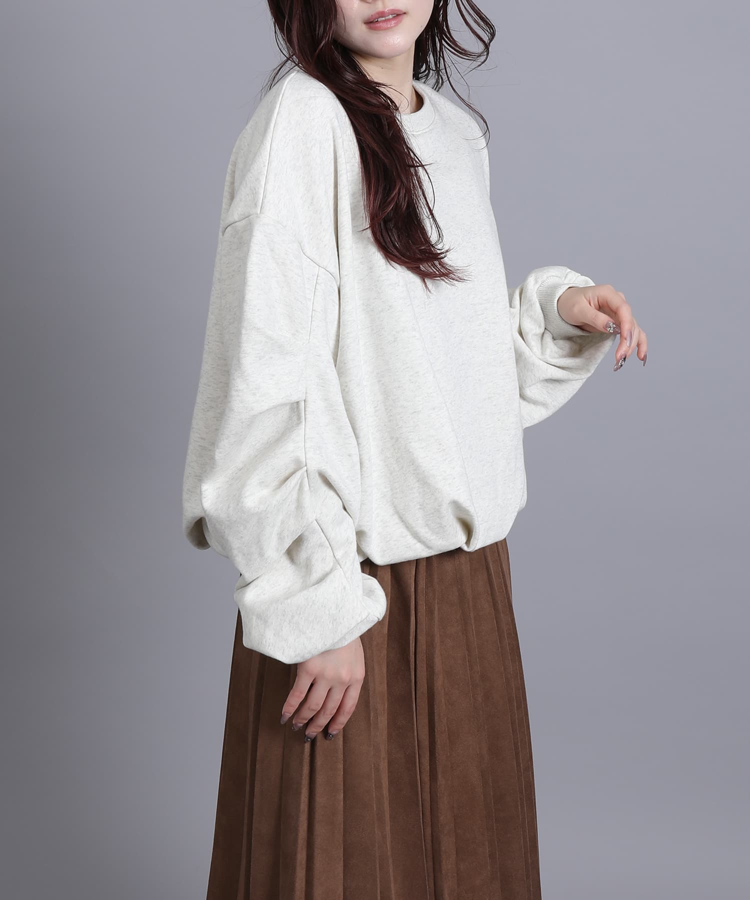 アイモハ aimoha aimoha/裏毛袖タックバルーンプルオーバー （アイボリー） アイボリー