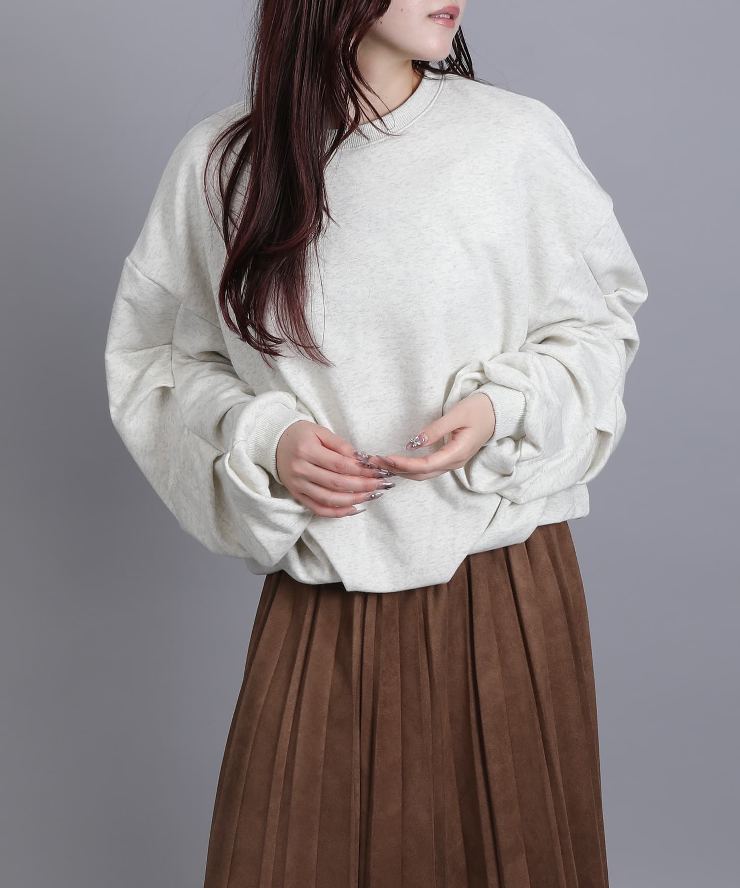 アイモハ aimoha aimoha/裏毛袖タックバルーンプルオーバー （アイボリー） アイボリー