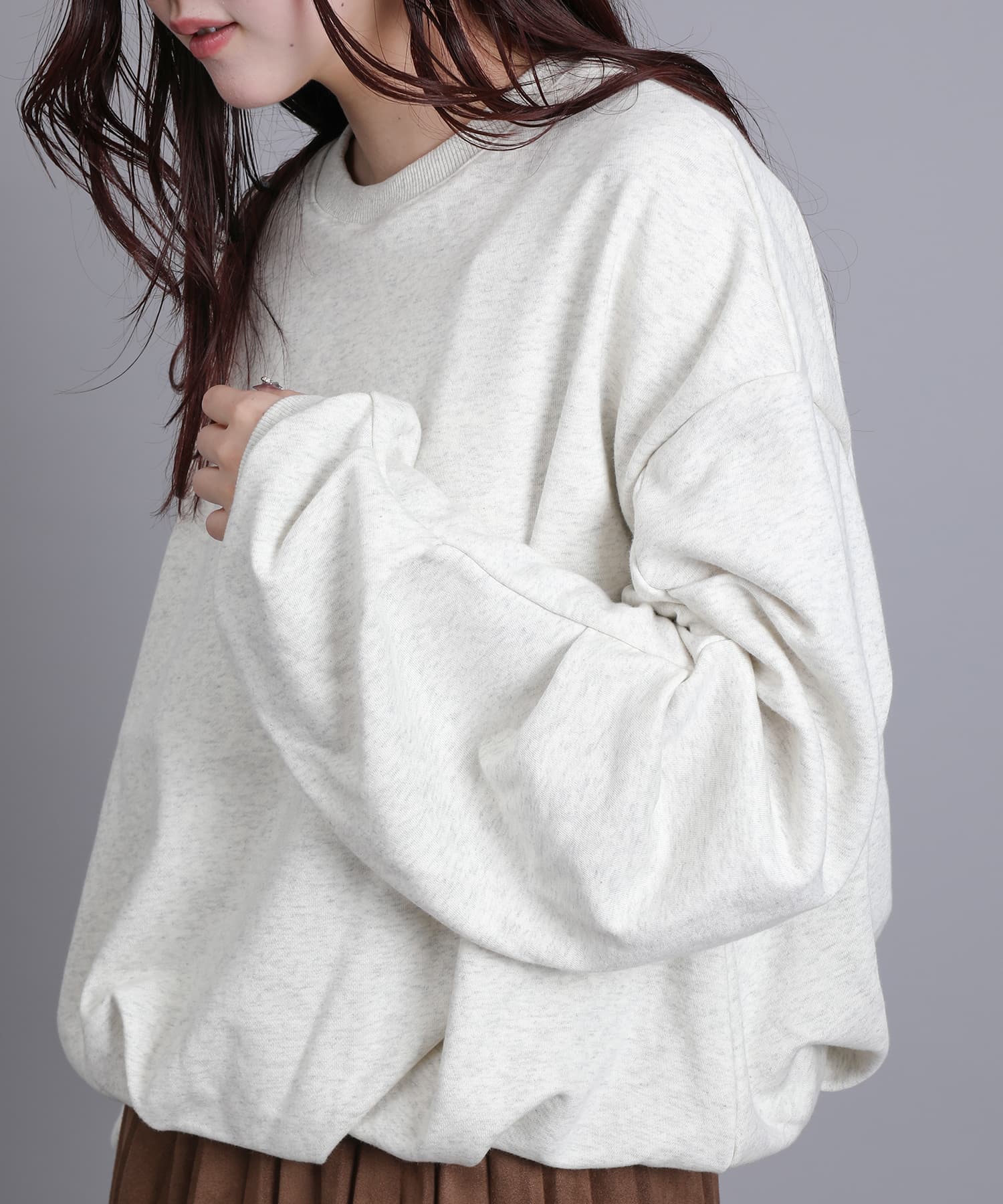アイモハ aimoha aimoha/裏毛袖タックバルーンプルオーバー （アイボリー） アイボリー