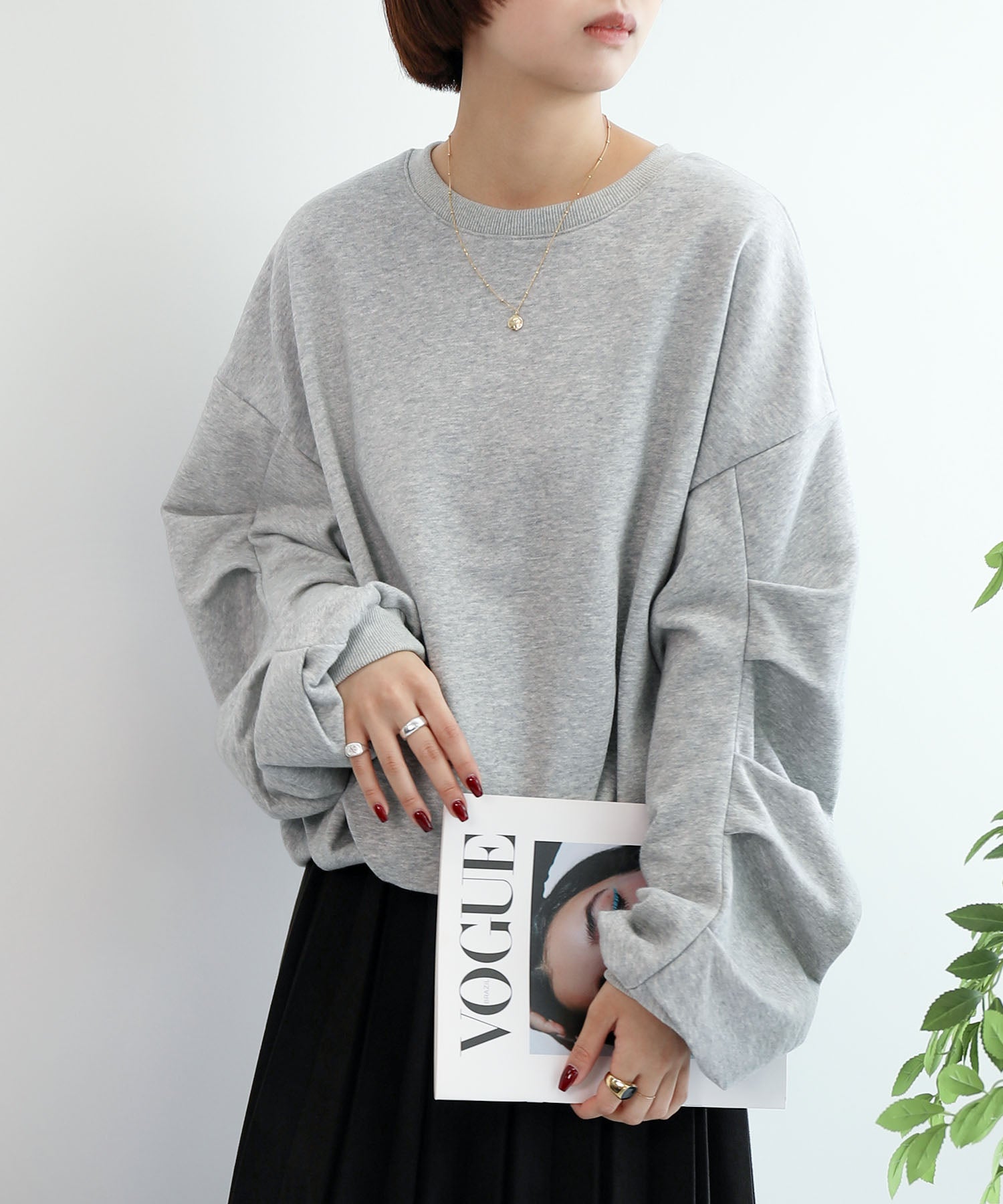 アイモハ aimoha aimoha/裏毛袖タックバルーンプルオーバー （グレー） グレー