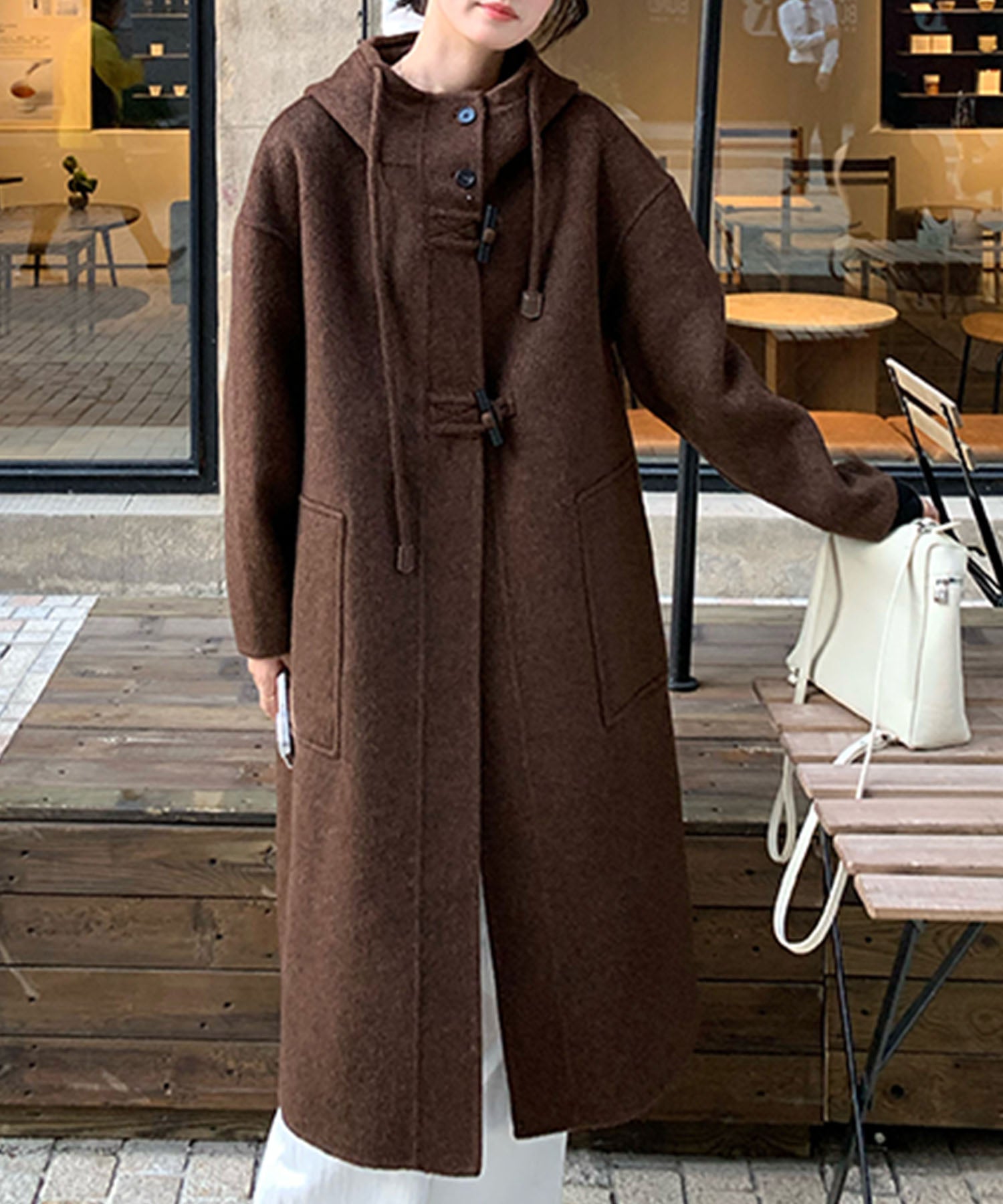 アイモハ aimoha aimoha -select-/トグルボタンナチュラルウールロングコート （コーヒー） コーヒー