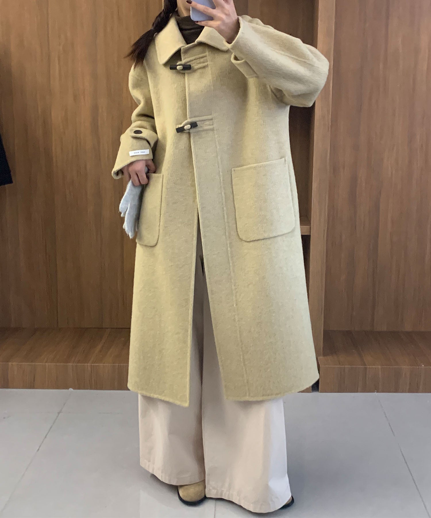 アイモハ aimoha 【BANICO】クラシックメタルバックル ウールコート （イエロー） イエロー