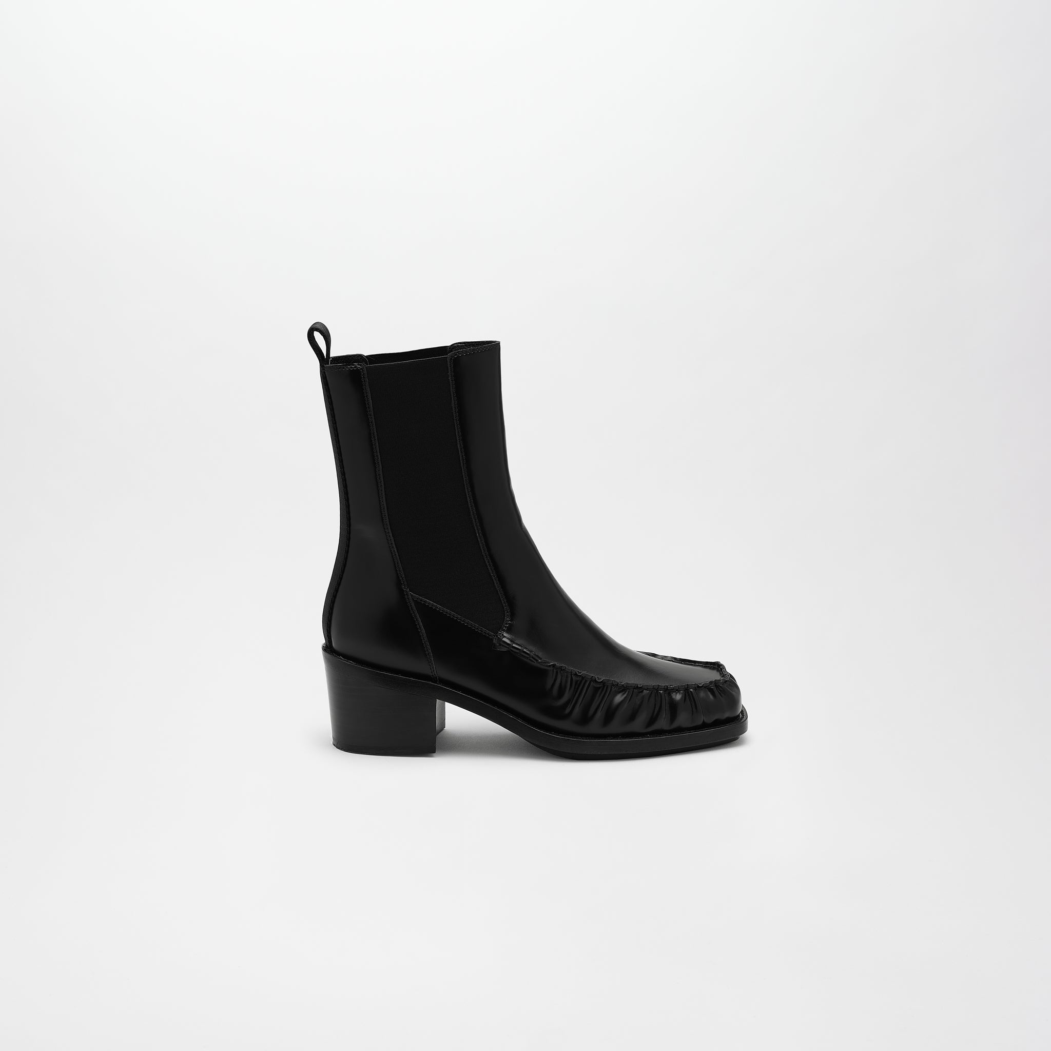 LIBERTY LEATHER BOOTS,GLOSS BLACK