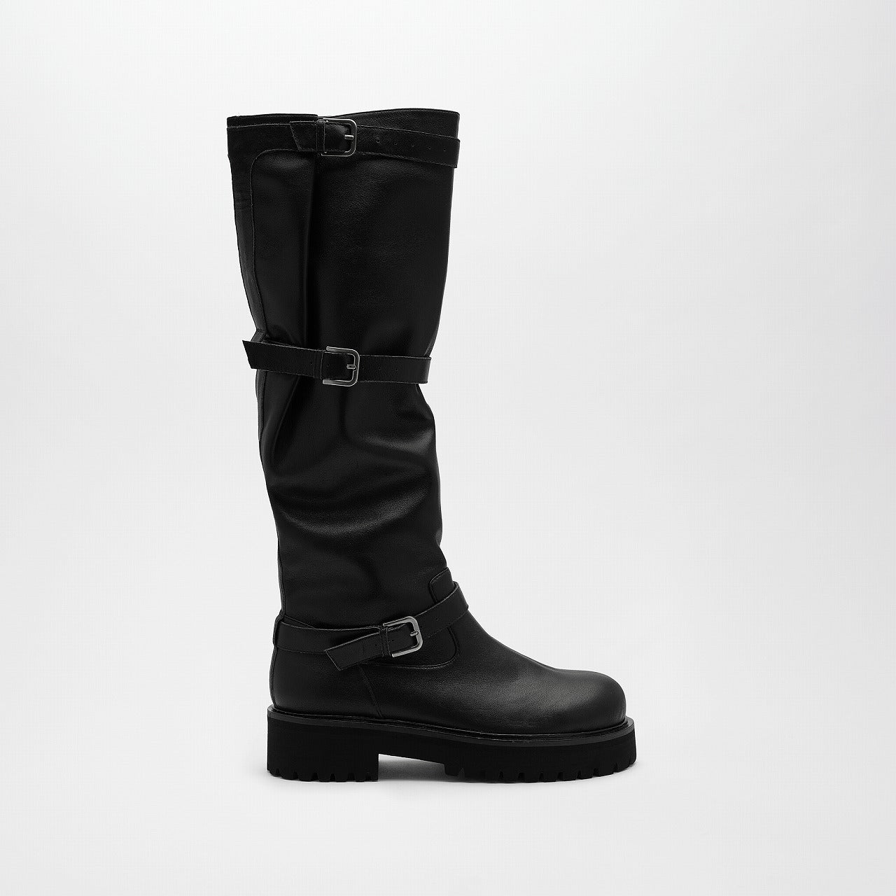 GRACIEUX LEATHER BOOTS,BLACK