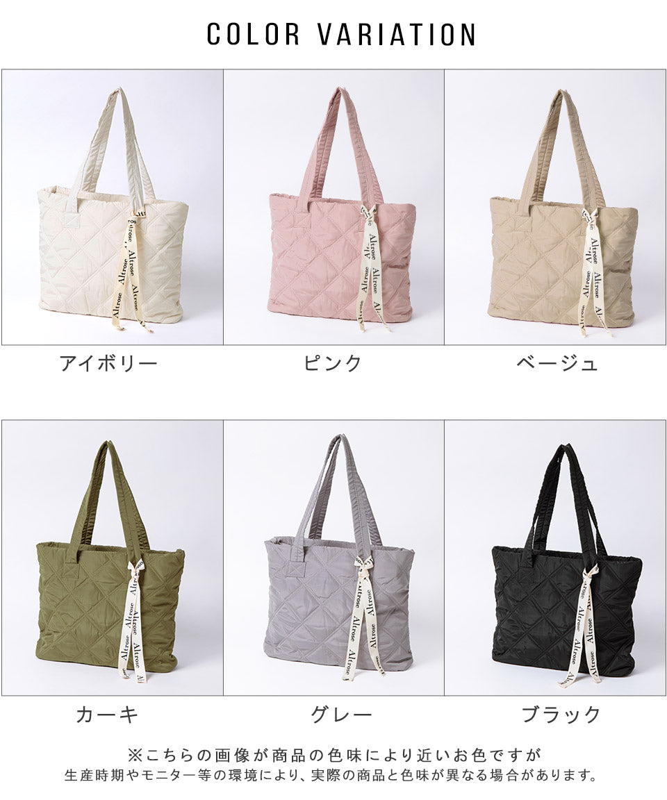 Altrose ALTROSE Tote Bag Tote Quilting Logo Ribbon Logo Ribbon A4 Commuting School Zipper Pocket Nylon