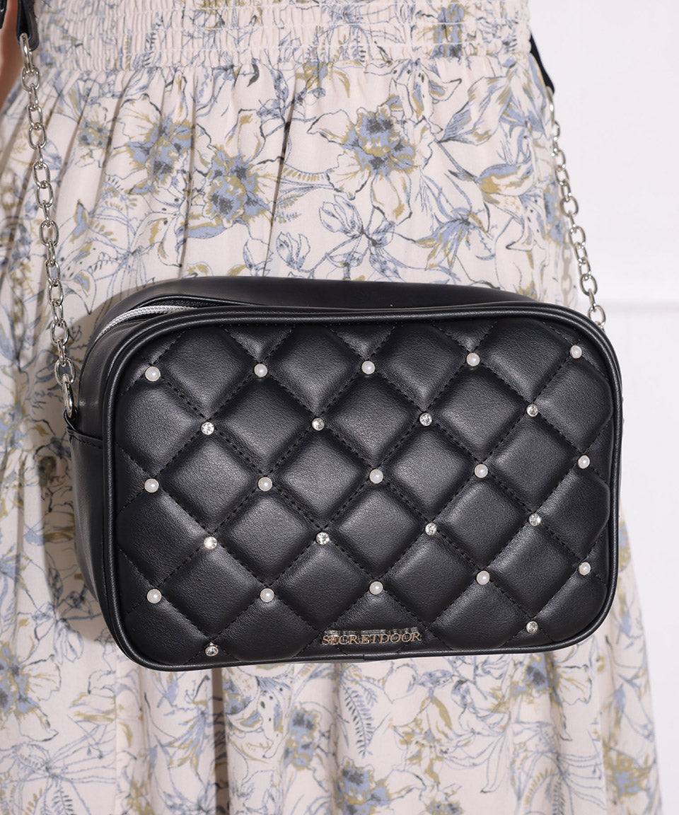 ALTROSE Shoulder Bag Shoulder Quilting Pearl Bijou Crossbody Diagonal Carry Mass Production Landmine Women's Bag Nuts