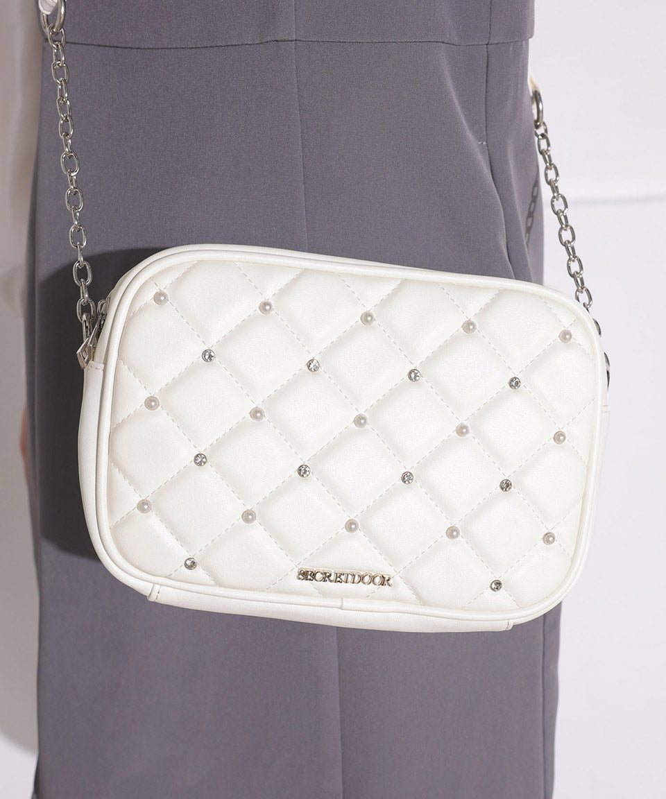 ALTROSE Shoulder Bag Shoulder Quilting Pearl Bijou Crossbody Diagonal Carry Mass Production Landmine Women's Bag Nuts