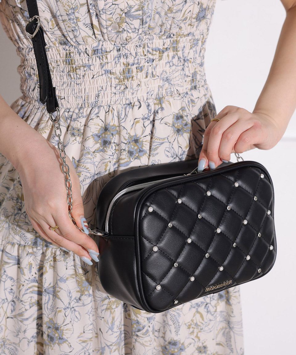 ALTROSE Shoulder Bag Shoulder Quilting Pearl Bijou Crossbody Diagonal Carry Mass Production Landmine Women's Bag Nuts
