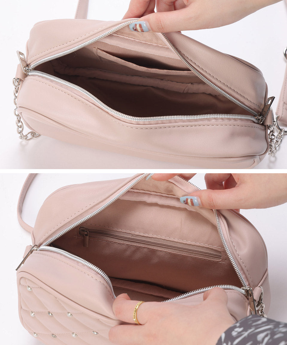 ALTROSE Shoulder Bag Shoulder Quilting Pearl Bijou Crossbody Diagonal Carry Mass Production Landmine Women's Bag Nuts