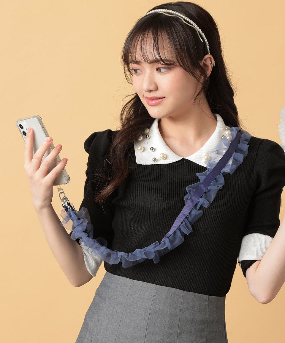 アルトローズ ALTROSE スマホ ショルダー スマホショルダー  ストラップ スマホストラップ 肩掛け 全機種 全機種対応 チュール フリル 推し活 メンカラ