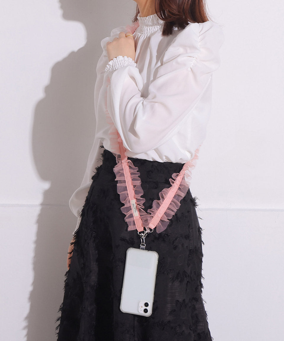 アルトローズ ALTROSE スマホ ショルダー スマホショルダー  ストラップ スマホストラップ 肩掛け 全機種 全機種対応 チュール フリル 推し活 メンカラ