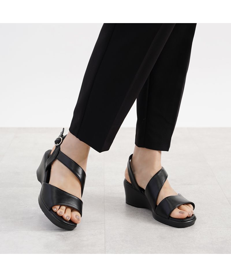 アレッタ ALETTA ASYMMETRY type  究極のコンフォートシューズ オフィスサンダル,ASYMMETRY-BLK