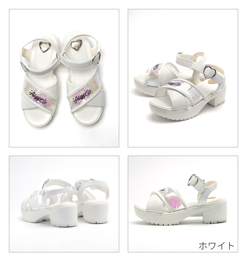 アルジー ALGY ALGY アルジー サンダル キッズ 女の子 ジュニア 靴 シューズ  軽量 かわいい スポーティーサンダル 厚底 クリア ストラップ （ホワイト） ホワイト