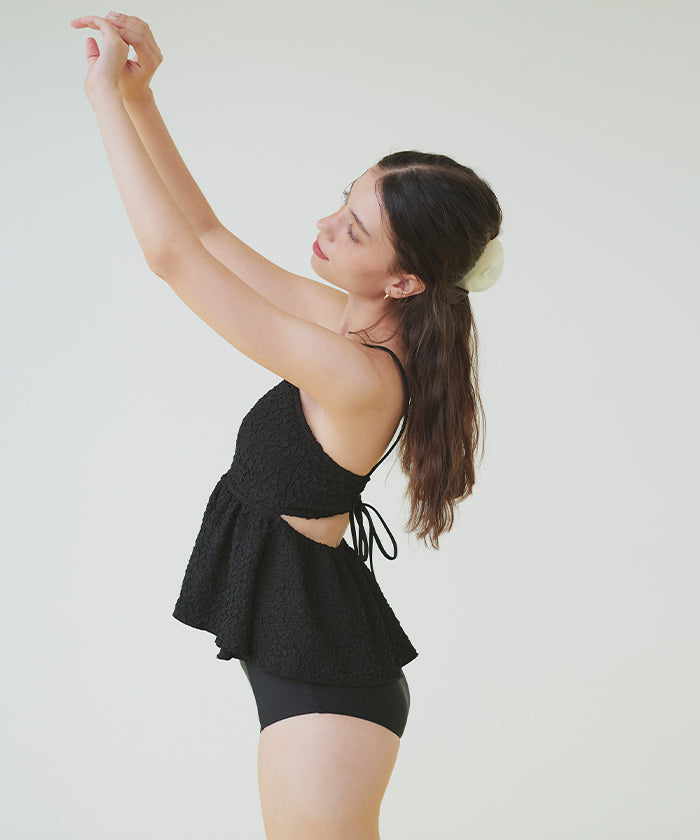 シードレス SEA DRESS 立体ジャガードペプラムフレアビキニ/水着【返品不可商品】 （ブラック） ブラック