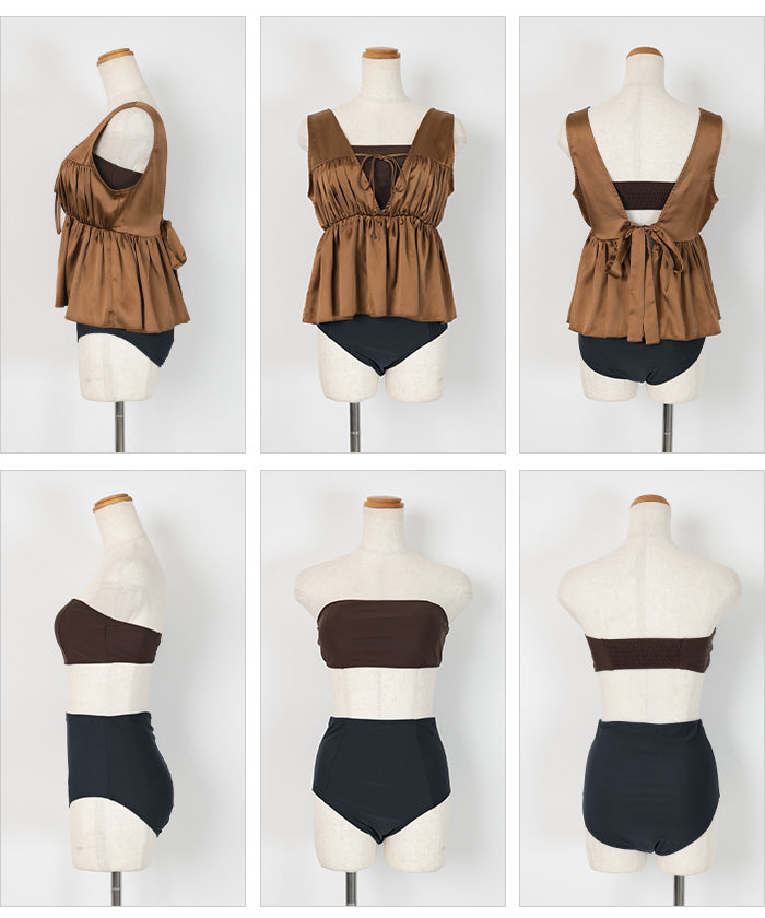 Seedless SEA DRESS Satin Front Ribbon Top Bikini/Set Swimwear [Non-returnable item]