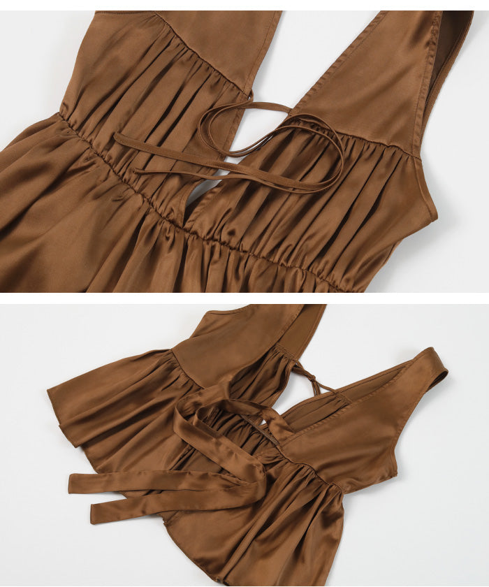 Seedless SEA DRESS Satin Front Ribbon Top Bikini/Set Swimwear [Non-returnable item]