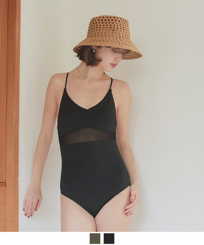 Seedless SEA DRESS Sheer Line Design One-Piece / Swimwear [Non-Returnable Item]