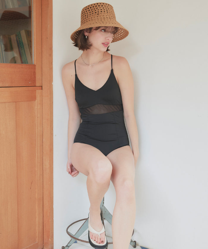 Seedless SEA DRESS Sheer Line Design One-Piece / Swimwear [Non-Returnable Item]